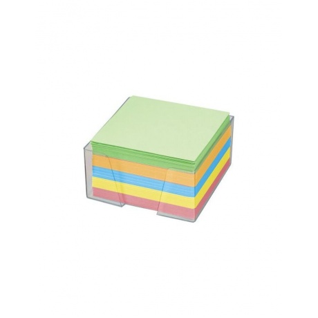 Блок для записей BRAUBERG в подставке прозрачной, куб 9х9х5 см, цветной, 122226 - фото 2