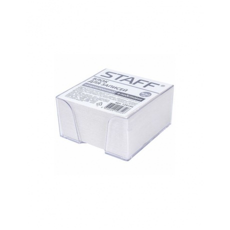 Блок для записей STAFF в подставке прозрачной, куб 9х9х5 см, белый, белизна 70-80%, 129194, (9 шт.) - фото 1