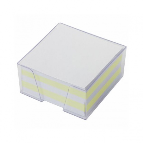 Блок для записей STAFF в подставке прозрачной, куб 9х9х5 см, цветной, чередование с белым, 129198, (6 шт.) - фото 2