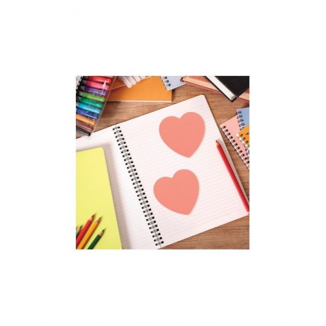 Блок самоклеящийся (стикер) фигурный BRAUBERG, сердце, 50 л., розовый, европодвес, 122710, (24 шт.) - фото 4