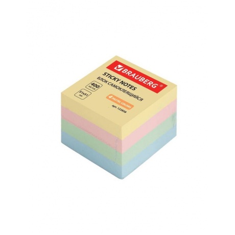 Блок самоклеящийся (стикер), BRAUBERG, 51х51 мм, 400 л., 4 цвета, 122858 - фото 1