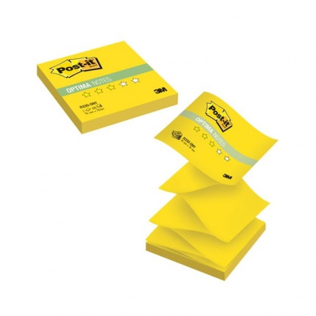 Блок самоклеящийся (стикер) POST-IT Optima Лето (Z-блок), 76х76 мм, 100 л., желтый неон, R330-ONY - фото 1