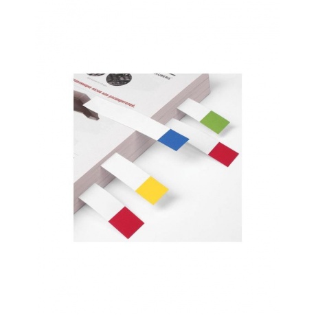 Закладки клейкие BRAUBERG бумажные, 75х14 мм, 4 цвета х 100 листов, белые, с цветным краем, 124811, (2 шт.) - фото 5