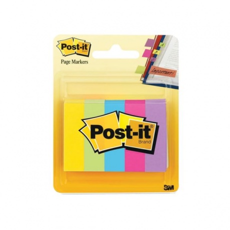Закладки клейкие POST-IT Professional, бумажные, 12,7 мм, 5 цветов х 100 шт., 670-5AU - фото 1