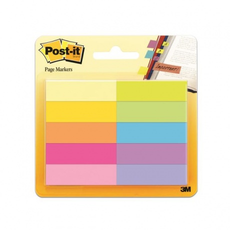 Закладки клейкие POST-IT Professional, бумажные, 12,7 мм, 10 цветов х 50 шт., 670-10AB - фото 1