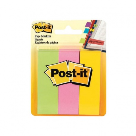 Закладки клейкие POST-IT Professional, бумажные, 22,2 мм, 3 цвета х 100 шт., 671-3 - фото 1