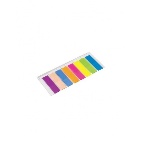 Закладки клейкие STAFF, 45х12 мм, 8 цветов х 25 листов, на пластиковой линейке 12 см, 129356, (12 шт.) - фото 3