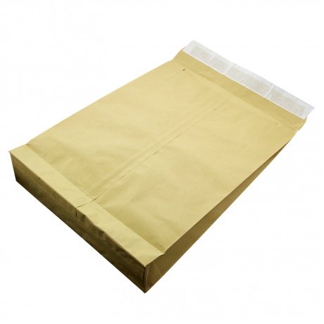 Конверт-пакеты С3 объемные (320х430х80 мм), до 5 кг, двойная крафт-бумага, отрывная полоса КОМПЛЕКТ 100 шт., 167151 - фото 1