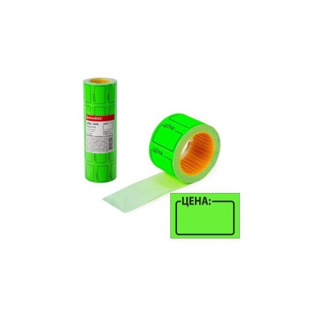 Этикет-лента Цена, 35х25 мм, зеленая, комплект 5 рулонов по 250 шт., BRAUBERG, 123587 - фото 1