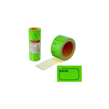 Этикет-лента Цена, 30х20 мм, зеленая, комплект 5 рулонов по 250 шт., BRAUBERG, 123591 - фото 1