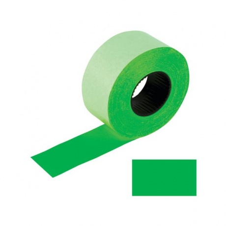 Этикет-лента 26х16 мм, прямоугольная, зеленая, КОМПЛЕКТ 5 рулонов по 800 шт., BRAUBERG, 128460 - фото 1