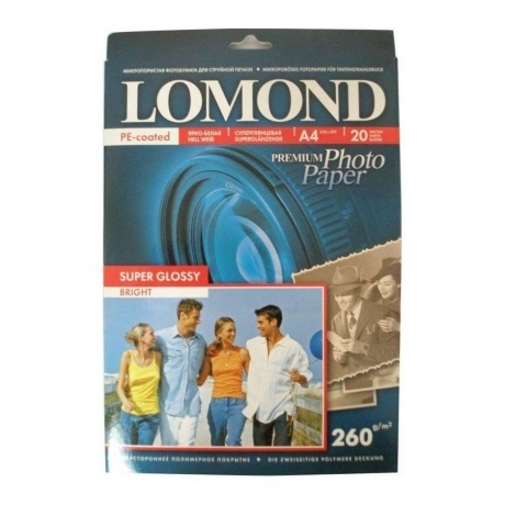 

Бумага Lomond 1103101 A4/260г/м2/20л./белый высокоглянцевое для струйной печати