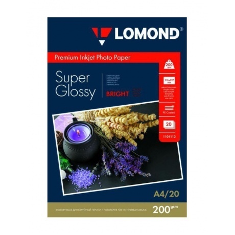 

Бумага Lomond 1101112 A4/200г/м2/20л./белый высокоглянцевое для струйной печати