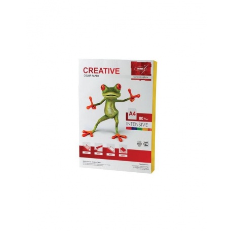 Бумага CREATIVE color (Креатив), А4, 80 г/м2, 100 л., интенсив желтая, БИpr-100ж - фото 1
