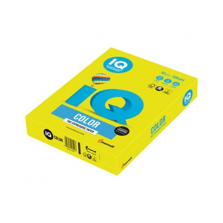 Бумага IQ color, А4, 80 г/м2, 500 л., неон, желтая, NEOGB - фото 1