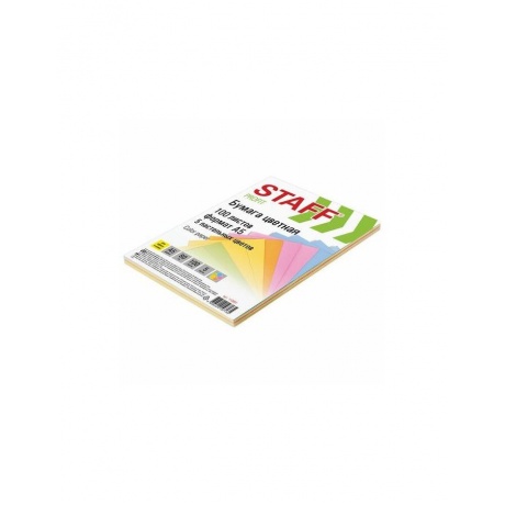 Бумага цветная STAFF color, А5, 80 г/м2, 100 л., микс (5 цв. х 20 л.), пастель, для офиса и дома, 110891, (10 шт.) - фото 2