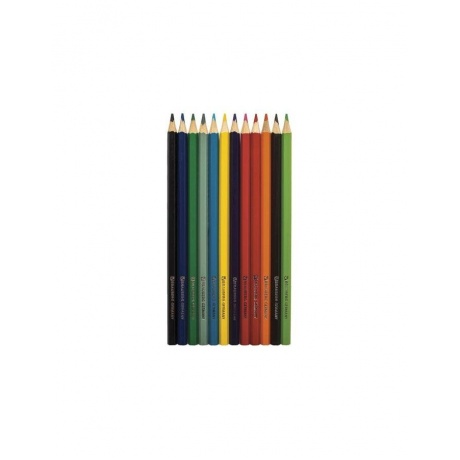 Карандаши цветные BRAUBERG Star Patrol, 12 цв., заточенные, металлическая упаковка, 180543 - фото 2