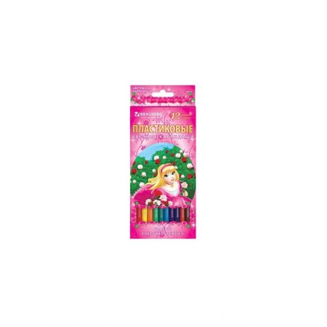 Карандаши цветные BRAUBERG Rose Angel, 12 цветов, пластиковые, заточенные, картонная упаковка, 180577, (6 шт.) - фото 1