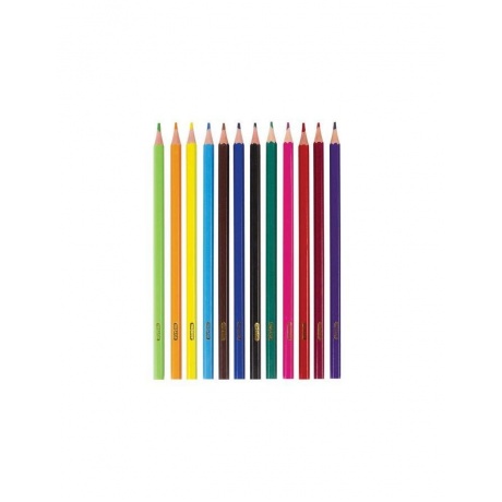Карандаши цветные ПИФАГОР ЗАМОК, 12 цветов, пластиковые, классические заточенные, 181339, (12 шт.) - фото 2