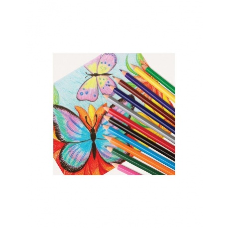 Карандаши цветные ПИФАГОР КОТИК, 12 цветов, пластиковые, классические заточенные, 181340, (12 шт.) - фото 6