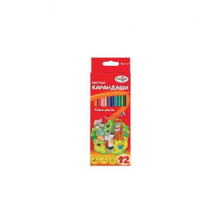 Карандаши цветные ГАММА Мультики, 12 цветов, заточенные, трехгранные, картонная упаковка, 050918_07 - фото 1