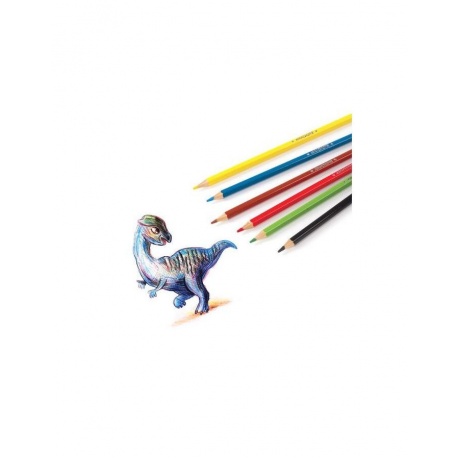Карандаши цветные акварельные ЮНЛАНДИЯ ЮНЫЙ ВОЛШЕБНИК, 6 цветов, шестигранные, заточенные, 181401, (8 шт.) - фото 6