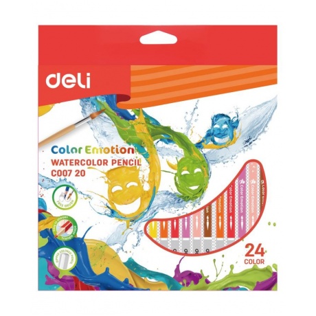 Карандаши цветные акварельные Deli Color Emotion 24 цвета EC00720 (24 шт. в уп-ке) - фото 1