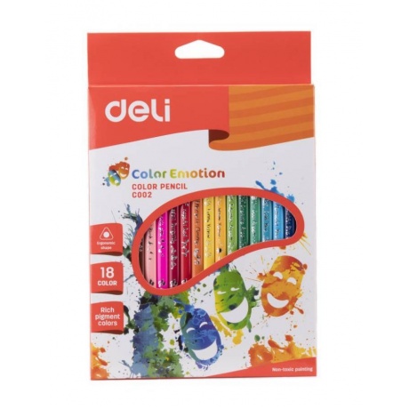Карандаши цветные Deli Color Emotion 18 цветов EC00210 (24 шт. в уп-ке) - фото 1