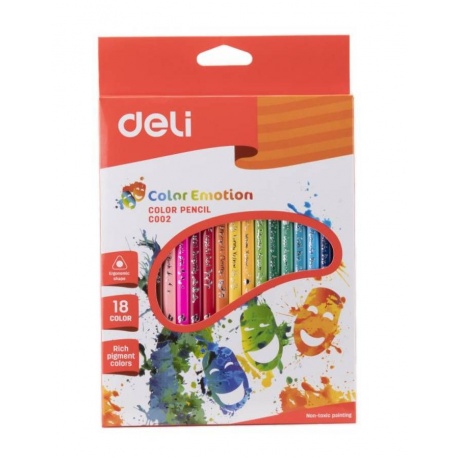 Карандаши цветные Deli Color Emotion 18 цветов EC00210 (24 шт. в уп-ке) - фото 2