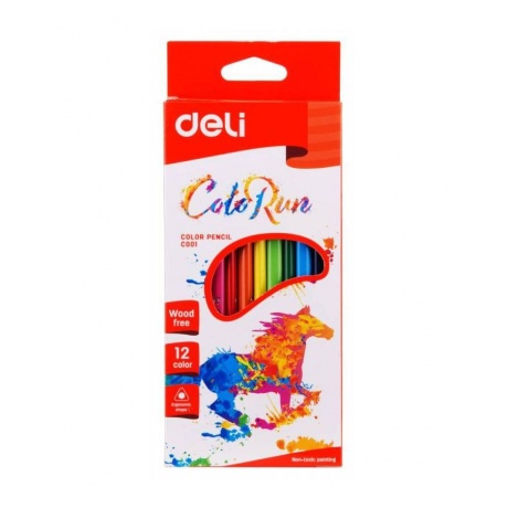 Карандаши цветные Deli ColoRun 12 цветов EC00100 (24 шт. в уп-ке) - фото 1