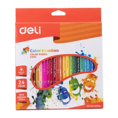 Карандаши цветные Deli Color Emotion 24 цвета EC00220 (12 шт. в уп-ке) - фото 1