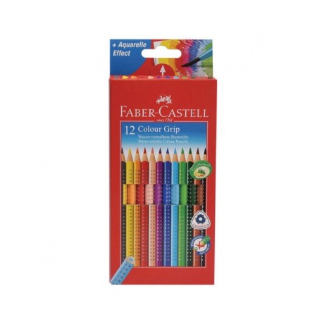 Карандаши цветные FABER-CASTELL Grip, 12 цветов, трехгранные - фото 1