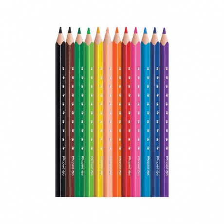 Карандаши цветные утолщенные MAPED (Франция) Pulse',12 цв,пластик,трехгр.,заточ.,европодве - фото 2