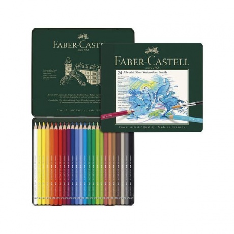 Карандаши цветные акварельные худож. FABER-CASTELL Albrecht Durer, 24 цв, металл. коробка - фото 2