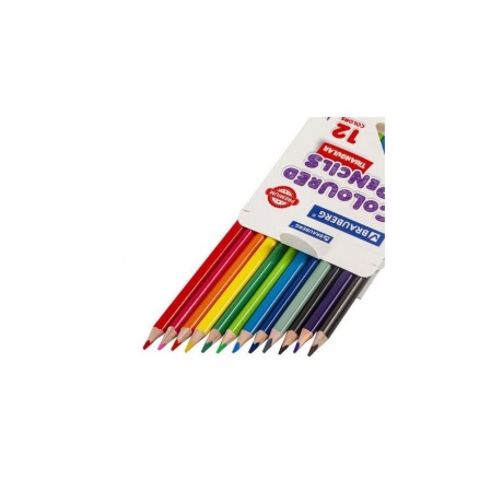 Карандаши цветные BRAUBERG PREMIUM, 12 цветов, трехгранные, грифель мягкий 3,3 мм, 181651 (6 шт.) - фото 4