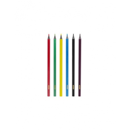 Карандаши цветные ПИФАГОР &quot;СКАЗОЧНЫЙ ГОРОД&quot;, 6 цветов, черный пластик, заточенные, 181582 (24 шт.) - фото 2