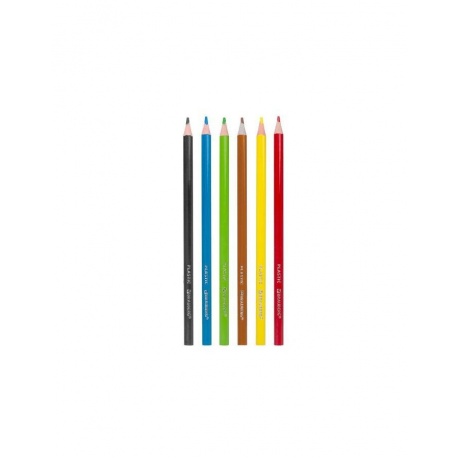 Карандаши цветные пластиковые BRAUBERG PREMIUM, 6 цветов, трехгранные, грифель мягкий 3 мм, 181660 (24 шт.) - фото 2