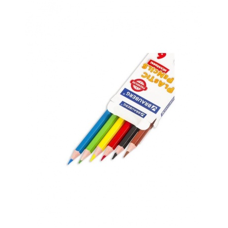 Карандаши цветные пластиковые BRAUBERG PREMIUM, 6 цветов, шестигранные, грифель мягкий 3 мм, 181665 (24 шт.) - фото 4