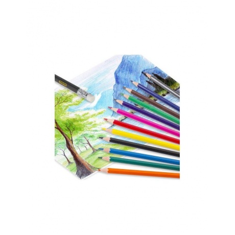 Карандаши цветные стираемые с резинкой ПИФАГОР &quot;МАГИЯ&quot;, 12 цветов, пластиковые, 181574 (6 шт.) - фото 7