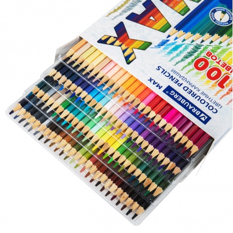 181862, Карандаши цветные супермягкие яркие классические BRAUBERG MAX, 100 цветов, грифель 3,3 мм, 181862 - фото 2