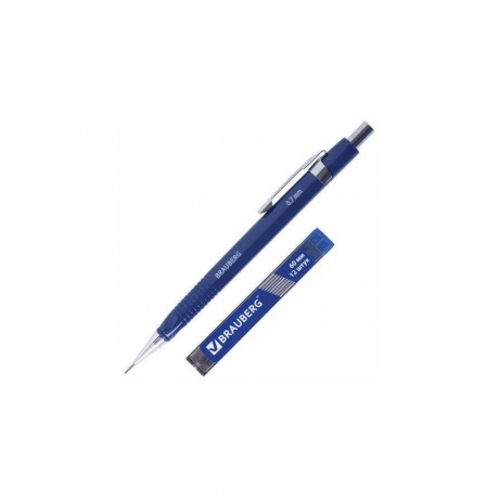 Набор BRAUBERG: механический карандаш, трёхгранный синий корпус + грифели HB, 0,7 мм, 12 штук, блистер, 180494, (6 шт.) - фото 1