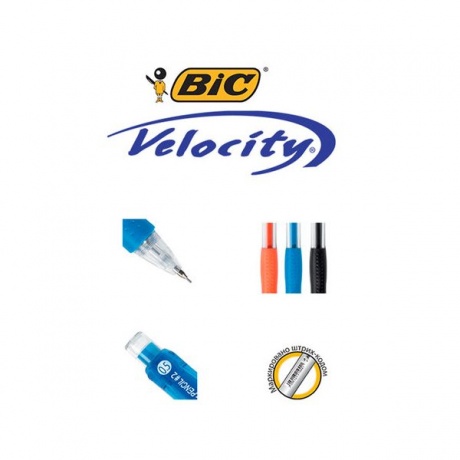 Карандаш механический BIC Velocity, корпус ассорти, резиновый грип, ластик, 0,7 мм, 8291332 - фото 9