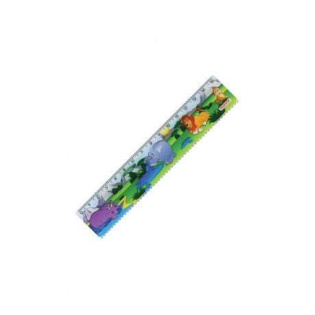 Линейка пластиковая 15 см, ПИФАГОР Сафари, цветная печать, с волнистым краем, европодвес, 210632, (30 шт.) - фото 1