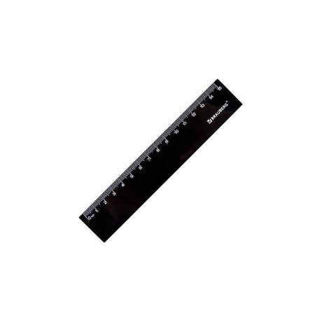 210774, Линейка пластиковая 15 см BRAUBERG, непрозрачная, черная, 210774 - фото 1