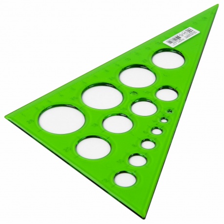 210793, (цена за 20 шт.) Треугольник пластиковый 30х19 см, ПИФАГОР, с окружностями, прозрачный, тонированный, 210793 - фото 2
