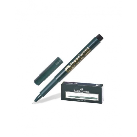 Ручка капиллярная FABER-CASTELL Finepen 1511, ЧЕРНАЯ, корпус зеленый, линия письма 0,4 мм, FC151199, (10 шт.) - фото 1