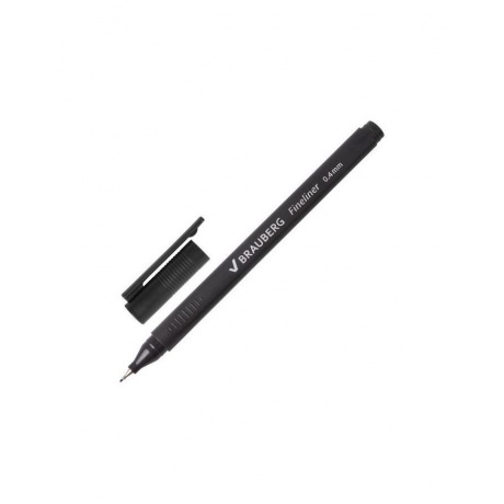 Ручка капиллярная BRAUBERG Carbon, ЧЕРНАЯ, металлический наконечник, трехгранная, линия письма 0,4 мм, FL101, (24 шт.) - фото 1