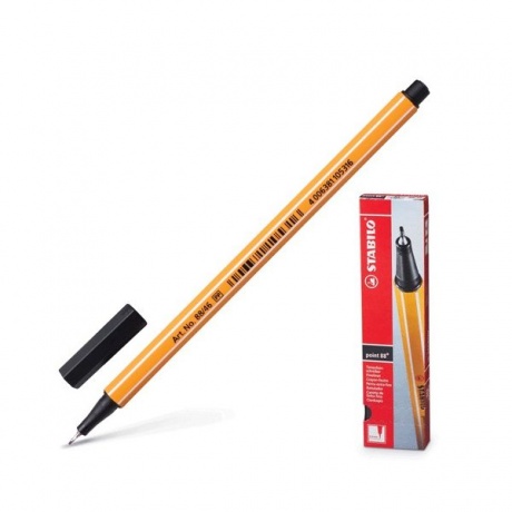 Ручка капиллярная STABILO Point, ЧЕРНАЯ, корпус оранжевый, линия письма 0,4 мм, 88/46 - фото 4
