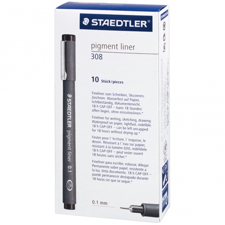 Ручка капиллярная STAEDTLER Pigment Liner, ЧЕРНАЯ, корпус серый, линия письма 0,2 мм, 308 02-9 - фото 2