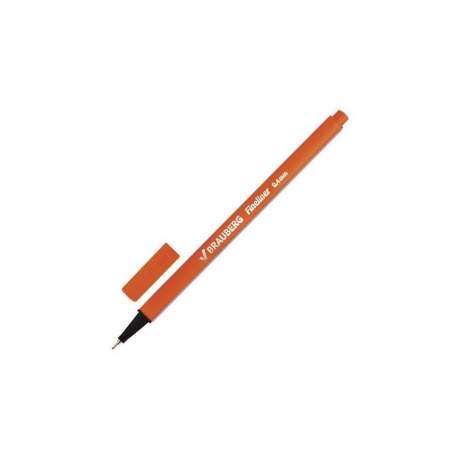 Ручка капиллярная BRAUBERG Aero, ОРАНЖЕВАЯ, трехгранная, металлический наконечник, линия письма 0,4 мм, FL105, (24 шт.) - фото 1